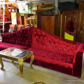 bàn ghế sofa nhung đỏ